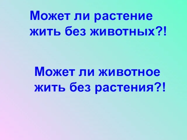 Может ли растение жить без животных?! Может ли животное жить без растения?!