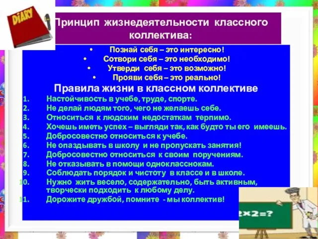 Принцип жизнедеятельности классного коллектива: Познай себя – это интересно! Сотвори себя –