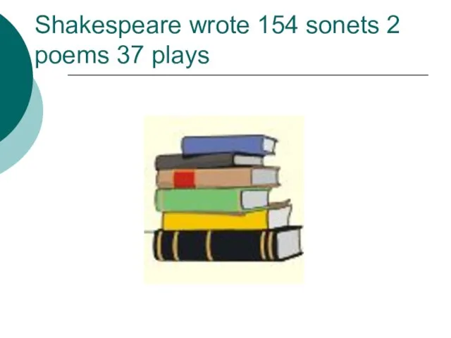 Shakespeare wrote 154 sonets 2 poems 37 plays