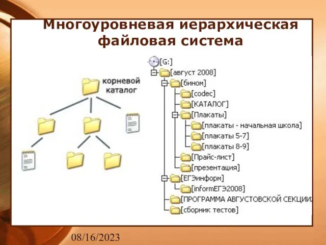 08/16/2023 Многоуровневая иерархическая файловая система