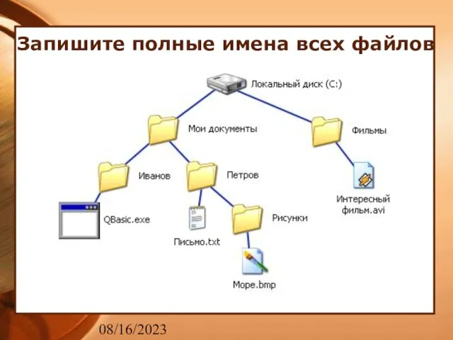 08/16/2023 Запишите полные имена всех файлов