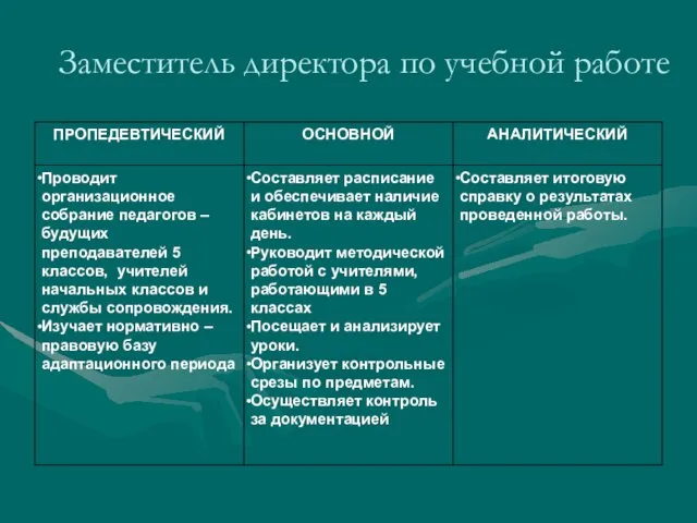 Заместитель директора по учебной работе