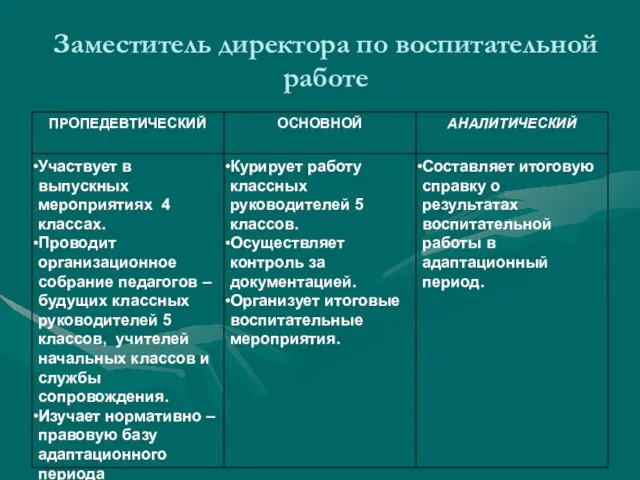 Заместитель директора по воспитательной работе