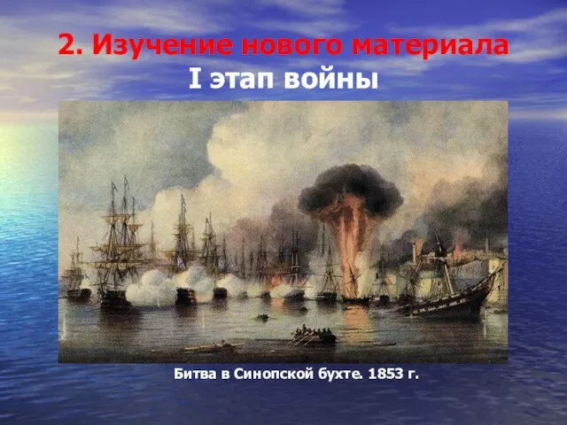 2. Изучение нового материала I этап войны Битва в Синопской бухте. 1853 г.