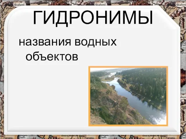 ГИДРОНИМЫ названия водных объектов