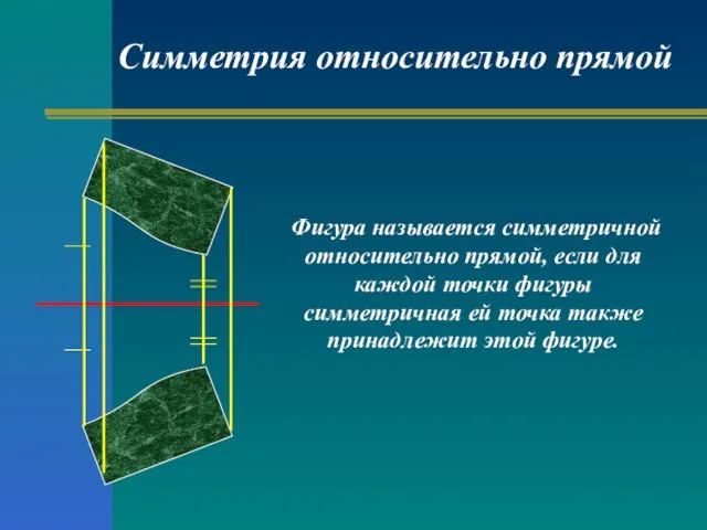 Фигура называется симметричной относительно прямой, если для каждой точки фигуры симметричная ей