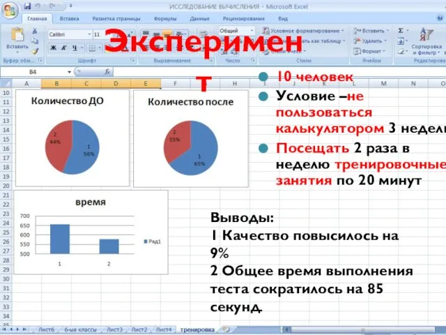 Выводы: 1 Качество повысилось на 9% 2 Общее время выполнения теста сократилось