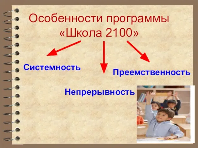 Особенности программы «Школа 2100» Системность Непрерывность Преемственность