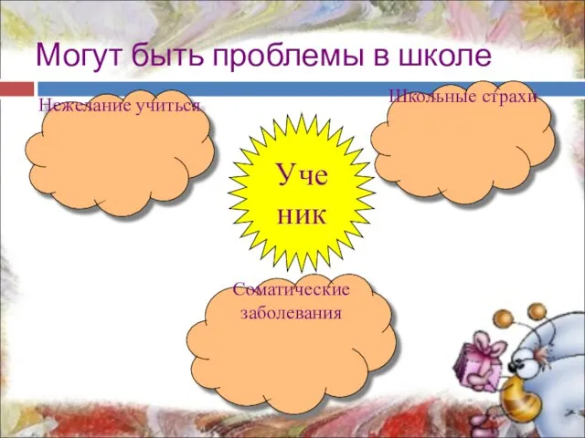 Могут быть проблемы в школе Ученик Школьные страхи Нежелание учиться Соматические заболевания