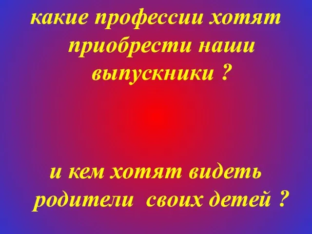 какие профессии хотят приобрести наши выпускники ? и кем хотят видеть родители своих детей ?