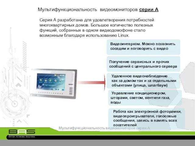 Мультифункциональность видеомониторов серии А Получение сервисных и прочих сообщений с центрального сервера