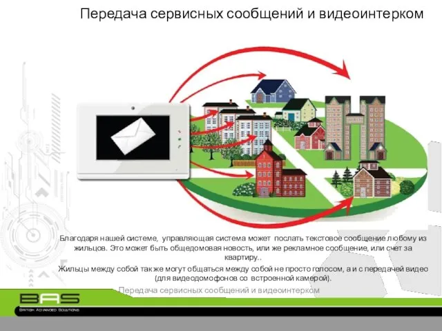 Передача сервисных сообщений и видеоинтерком Передача сервисных сообщений и видеоинтерком Благодаря нашей