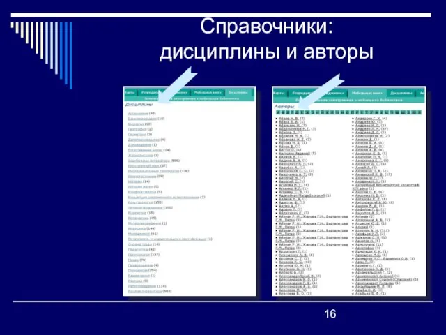 Справочники: дисциплины и авторы
