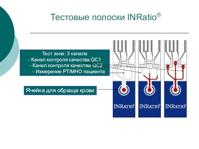 Ячейка для образца крови Тест зона: 3 канала - Канал контроля качества