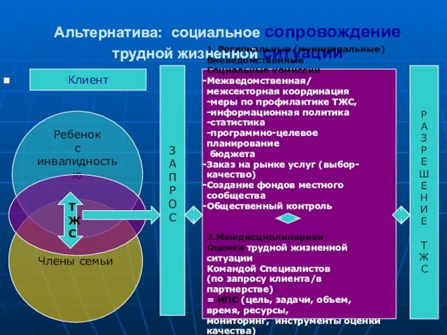 Альтернатива: социальное сопровождение трудной жизненной ситуации Клиент З А П Р О