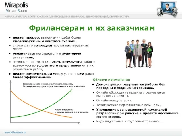 Фрилансерам и их заказчикам делает процесс выполнения работ более предсказуемым и контролируемым,