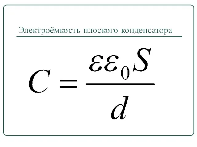 Электроёмкость плоского конденсатора