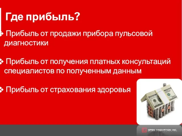 Прибыль от продажи прибора пульсовой диагностики Прибыль от получения платных консультаций специалистов