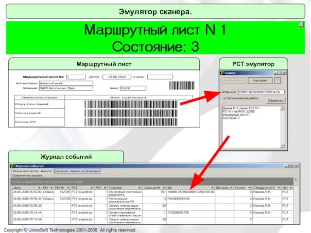 Эмулятор сканера. Эмулятор сканера. Журнал событий Маршрутный лист РСТ эмулятор