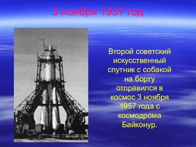 Второй советский искусственный спутник с собакой на борту отправился в космос 3