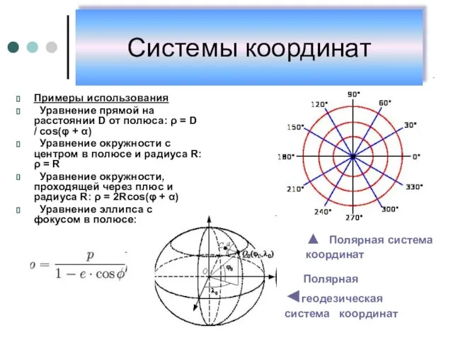 Примеры использования Уравнение прямой на расстоянии D от полюса: ρ = D