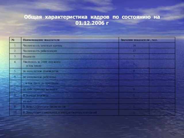 Общая характеристика кадров по состоянию на 01.12.2006 г