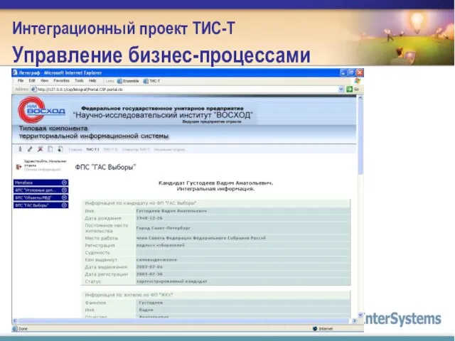 Интеграционный проект ТИС-Т Управление бизнес-процессами