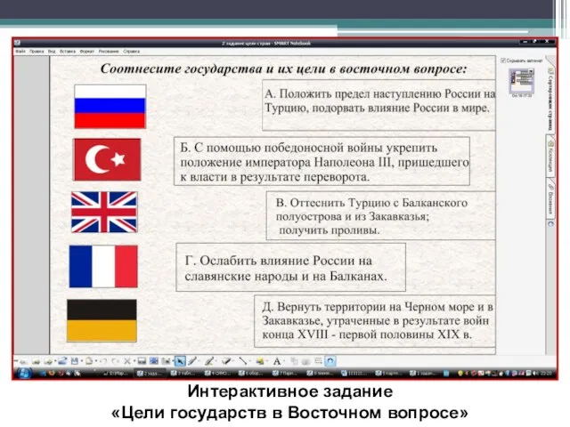 Интерактивное задание «Цели государств в Восточном вопросе»