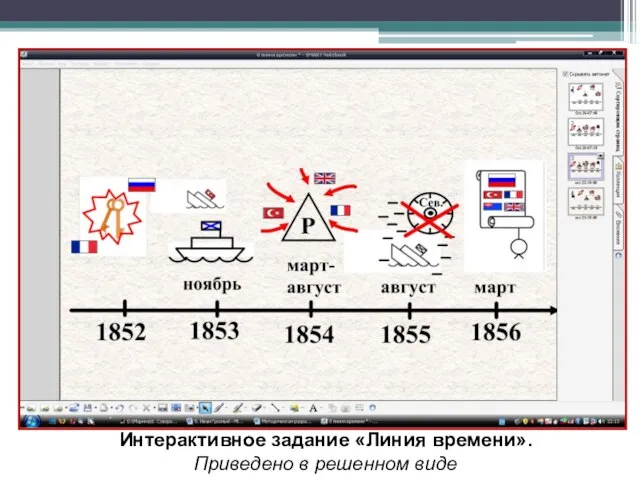 Интерактивное задание «Линия времени». Приведено в решенном виде