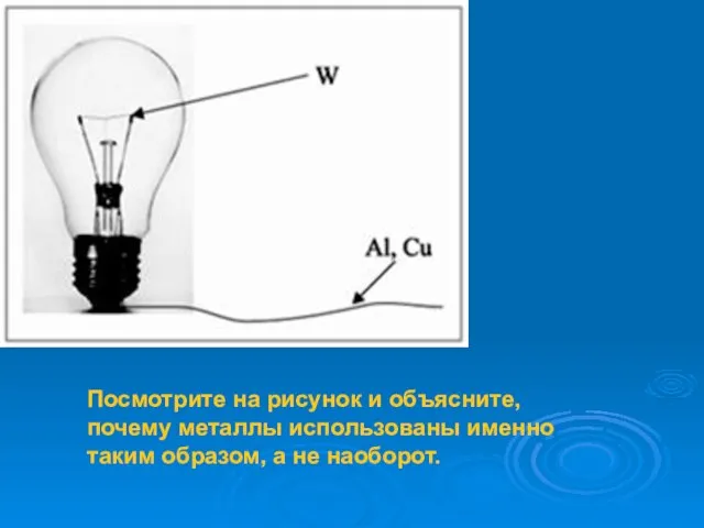 Посмотрите на рисунок и объясните, почему металлы использованы именно таким образом, а не наоборот.