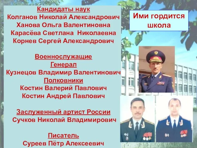 Кандидаты наук Колганов Николай Александрович Ханова Ольга Валентиновна Карасёва Светлана Николаевна Корнев