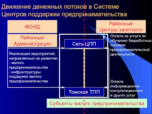 Движение денежных потоков в Системе Центров поддержки предпринимательства ФОНД Томская ТПП Районные