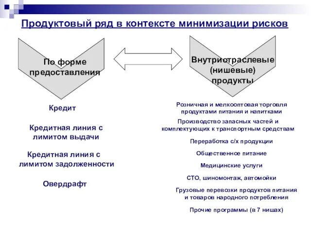 Продуктовый ряд в контексте минимизации рисков