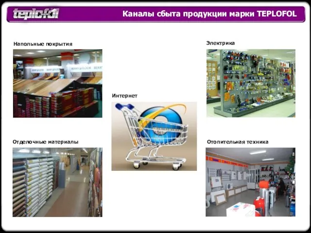 Электрика Напольные покрытия Отделочные материалы Отопительная техника Каналы сбыта продукции марки TEPLOFOL Интернет