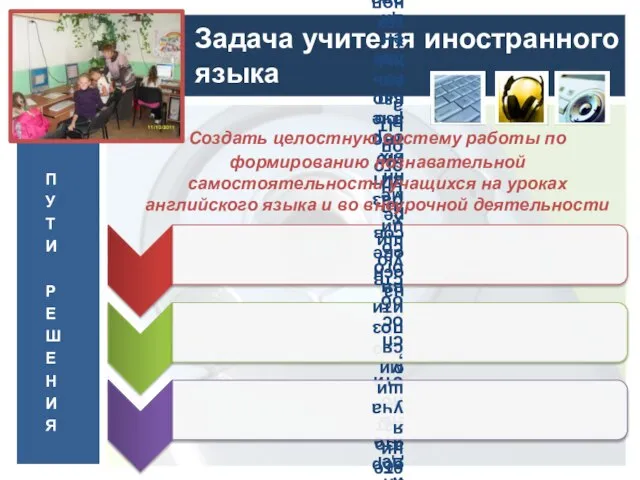 Задача учителя иностранного языка Создать целостную систему работы по формированию познавательной самостоятельности