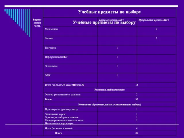 Учебные предметы по выбору