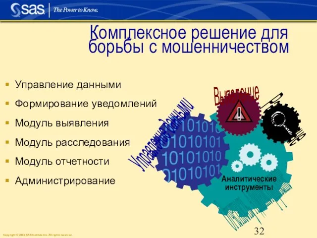 Комплексное решение для борьбы с мошенничеством Управление данными Формирование уведомлений Модуль выявления