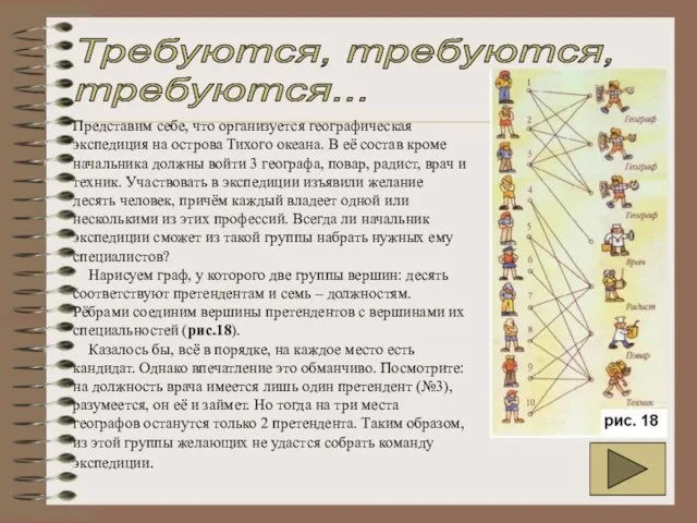 Требуются, требуются, требуются... Представим себе, что организуется географическая экспедиция на острова Тихого