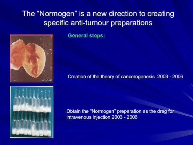 The “Normogen” is a new direction to creating specific anti-tumour preparations General