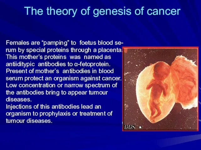 The theory of genesis of cancer Females are “pamping” to foetus blood