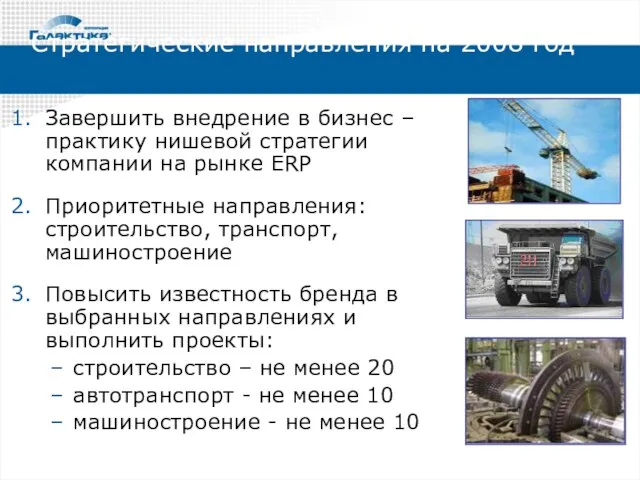 Стратегические направления на 2008 год Завершить внедрение в бизнес – практику нишевой