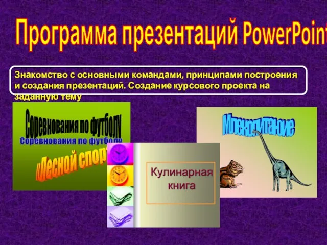 Программа презентаций PowerPoint Знакомство с основными командами, принципами построения и создания презентаций.