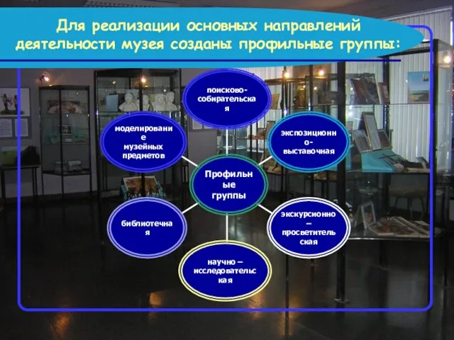 Для реализации основных направлений деятельности музея созданы профильные группы: