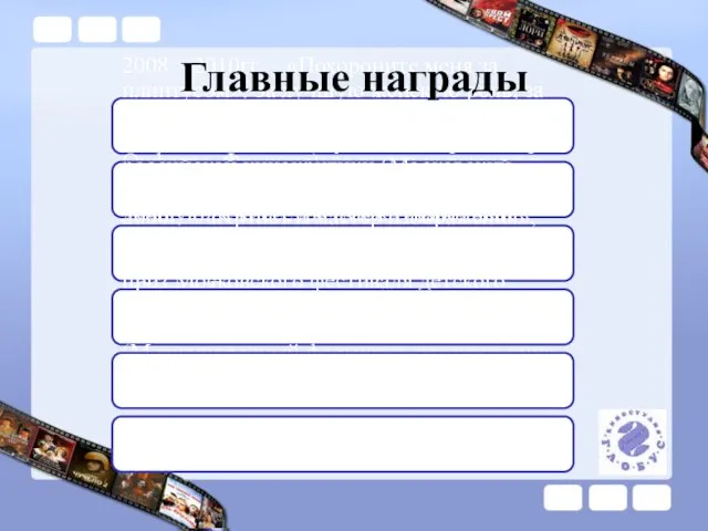 2008 – 2010гг. – «Похороните меня за плинтусом». За лучшую женскую роль,