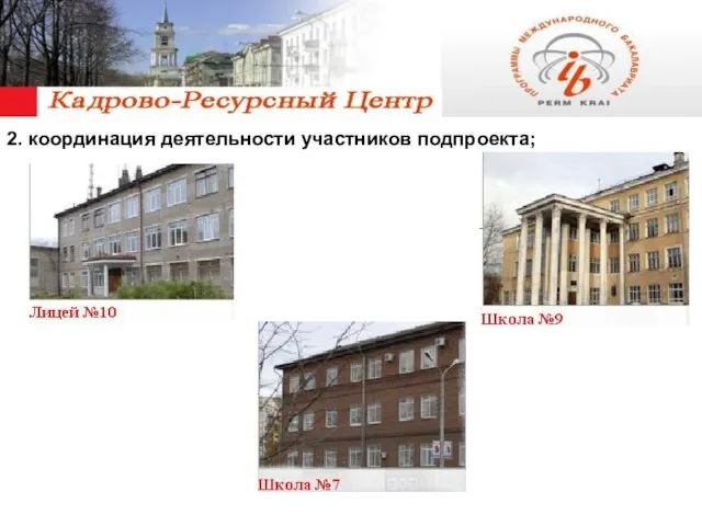 2. координация деятельности участников подпроекта;