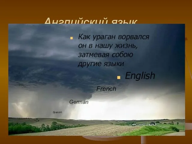 Английский язык… English Как ураган ворвался он в нашу жизнь, затмевая собою