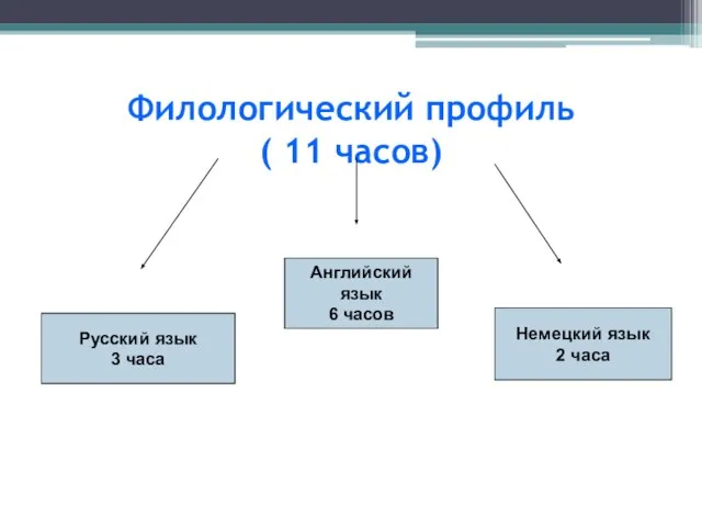 Филологический профиль ( 11 часов) Русский язык 3 часа Английский язык 6