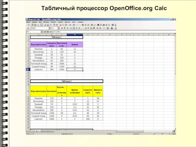 Табличный процессор OpenOffice.org Calc