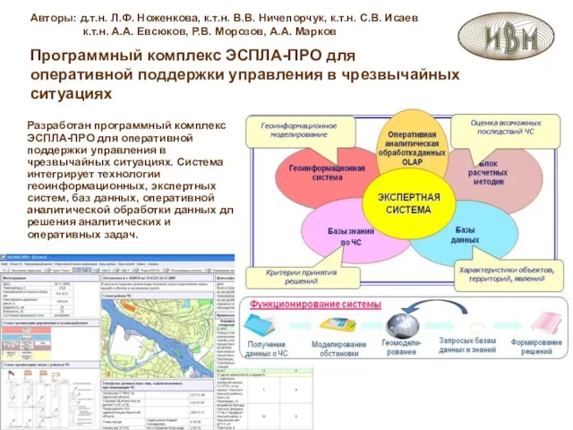 Авторы: д.т.н. Л.Ф. Ноженкова, к.т.н. В.В. Ничепорчук, к.т.н. С.В. Исаев к.т.н. А.А.
