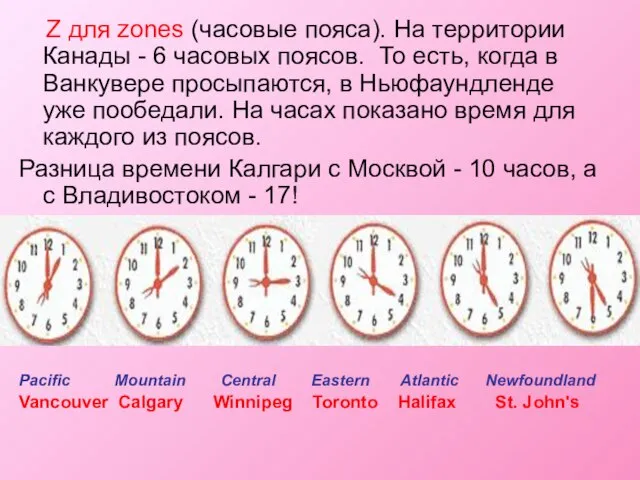 Z для zones (часовые пояса). На территории Канады - 6 часовых поясов.